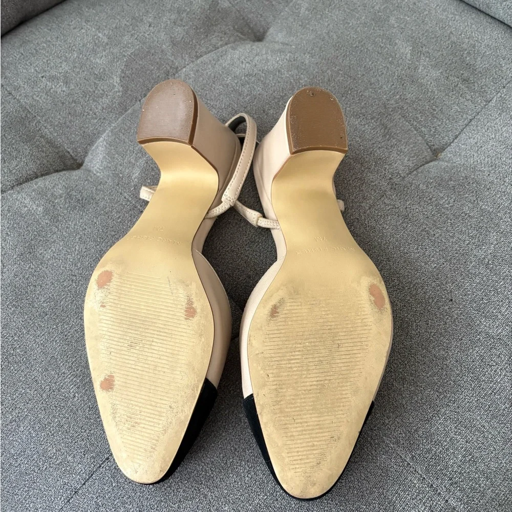 Marc Fisher Black and Cream Slingback Heels - Picture 4 of 4